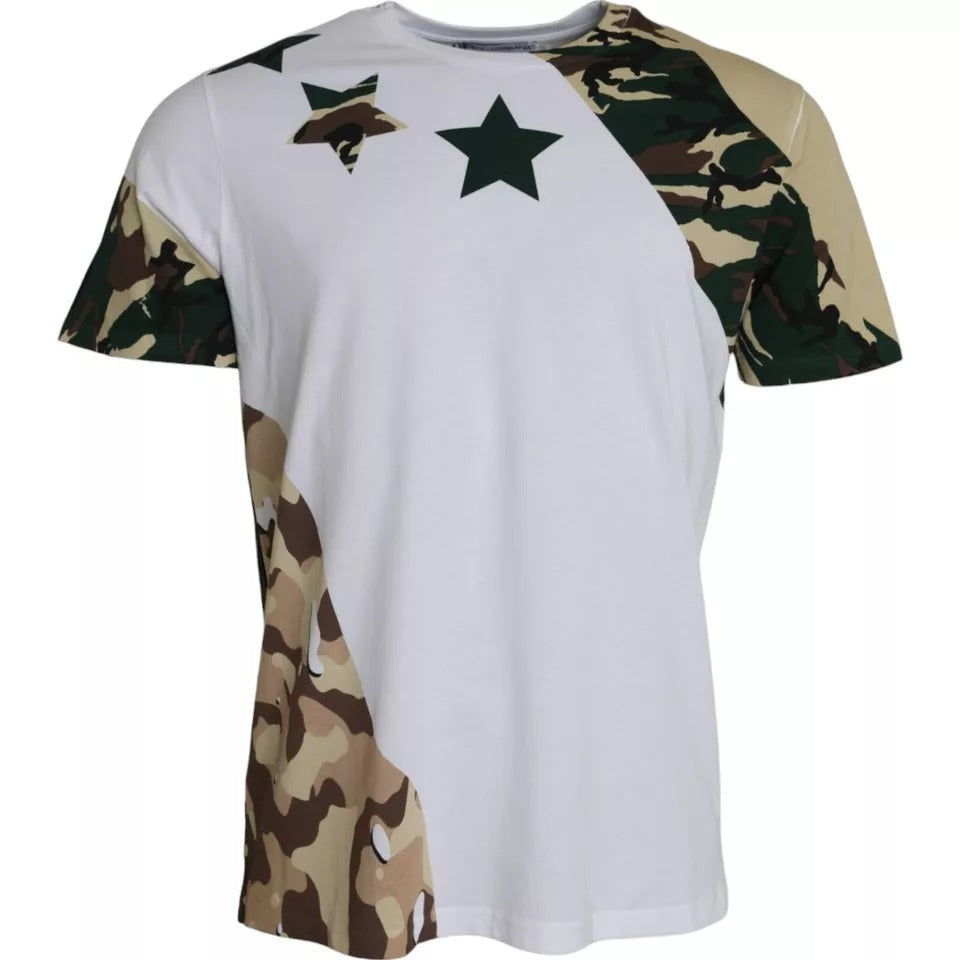 Dolce & Gabbana White Camouflage Stars Crew Neck Men T-shirt -   -  Dolce & Gabbana.