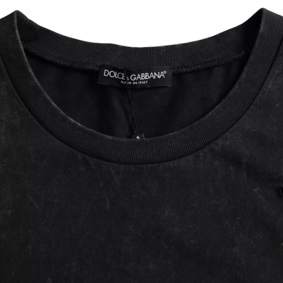 Dolce & Gabbana Black Graphic Print Cotton Crew Neck T-shirt -   -  Dolce & Gabbana.
