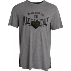 Dolce & Gabbana Gray Graphic Print Cotton Round Neck T-shirt -   -  Dolce & Gabbana.