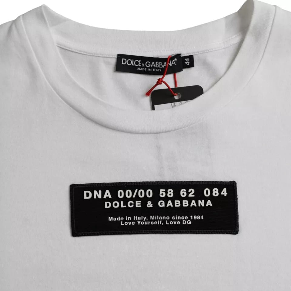 Dolce & Gabbana White Cotton DG Applique Men Casual T-shirt -   -  Dolce & Gabbana.