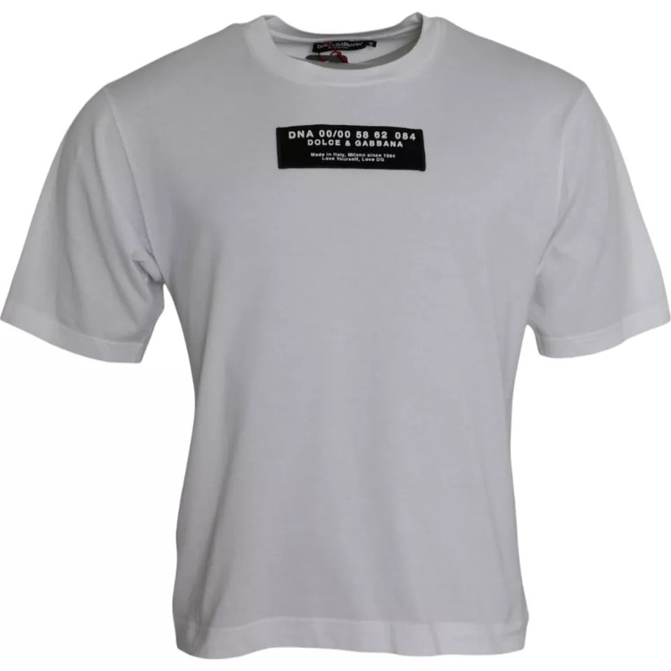 Dolce & Gabbana White Cotton DG Applique Men Casual T-shirt -   -  Dolce & Gabbana.