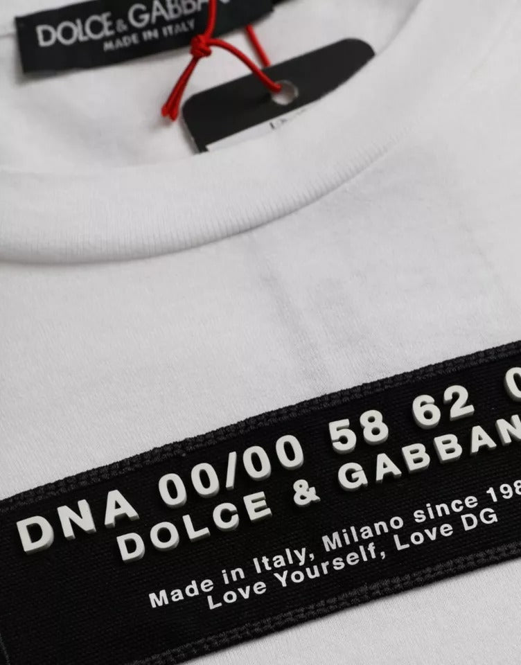 Dolce & Gabbana White Cotton DG Applique Men Casual T-shirt -   -  Dolce & Gabbana.
