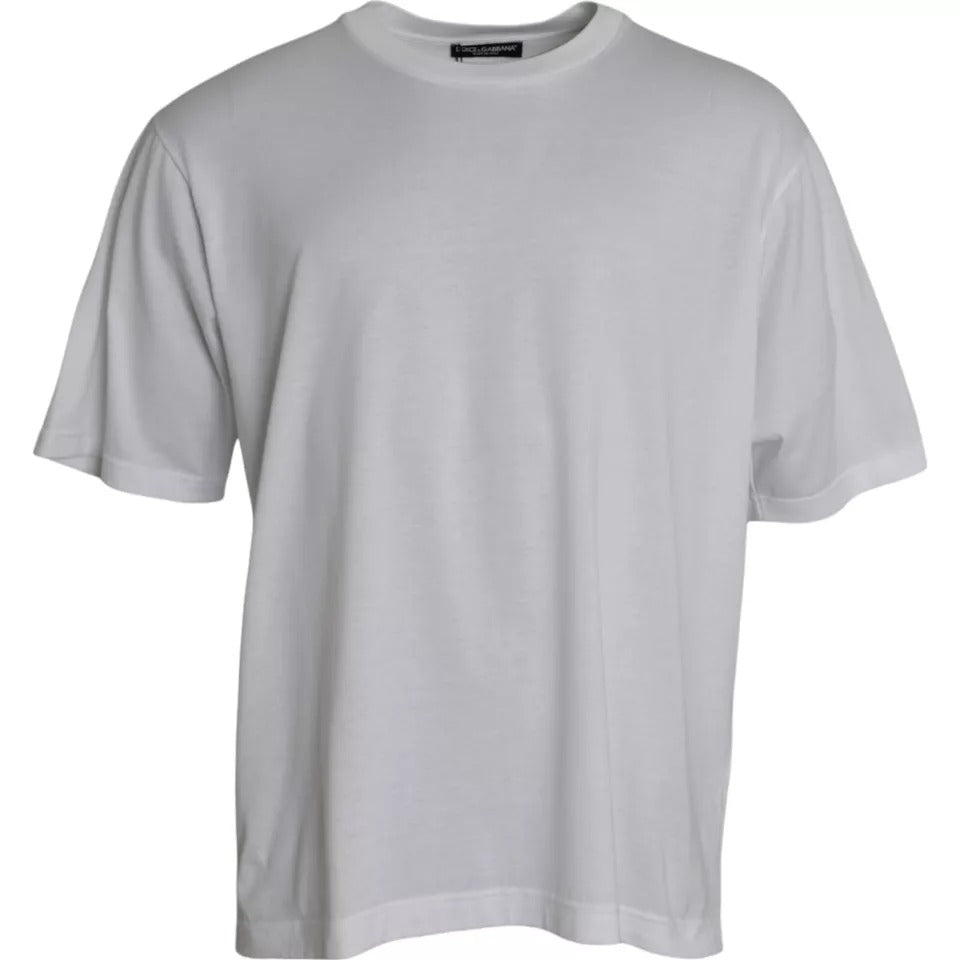 Dolce & Gabbana White Cotton Round Neck Short Sleeve T-shirt -   -  Dolce & Gabbana.