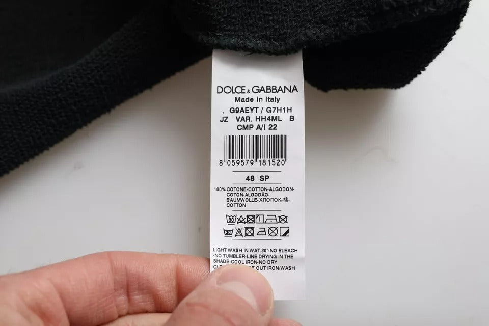 Dolce & Gabbana Black Cotton Hooded Short Sleeves Cropped T-shirt -   -  Dolce & Gabbana.