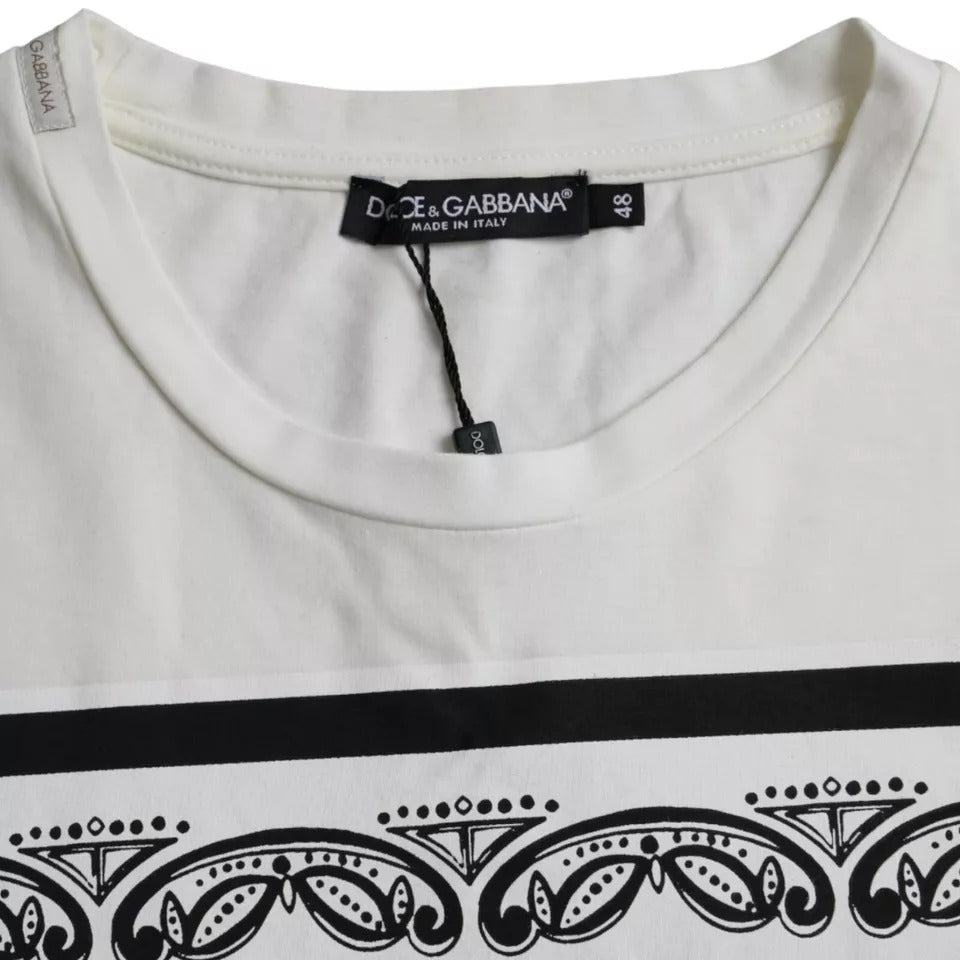 Dolce & Gabbana White Bandana Print Cotton Short Sleeves Men T-shirt -   -  Dolce & Gabbana.