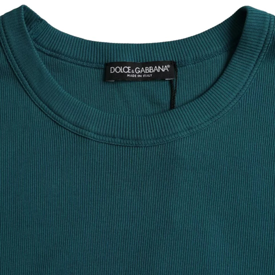 Dolce & Gabbana Blue Green Cotton Round Neck Short Sleeves T-shirt -   -  Dolce & Gabbana.
