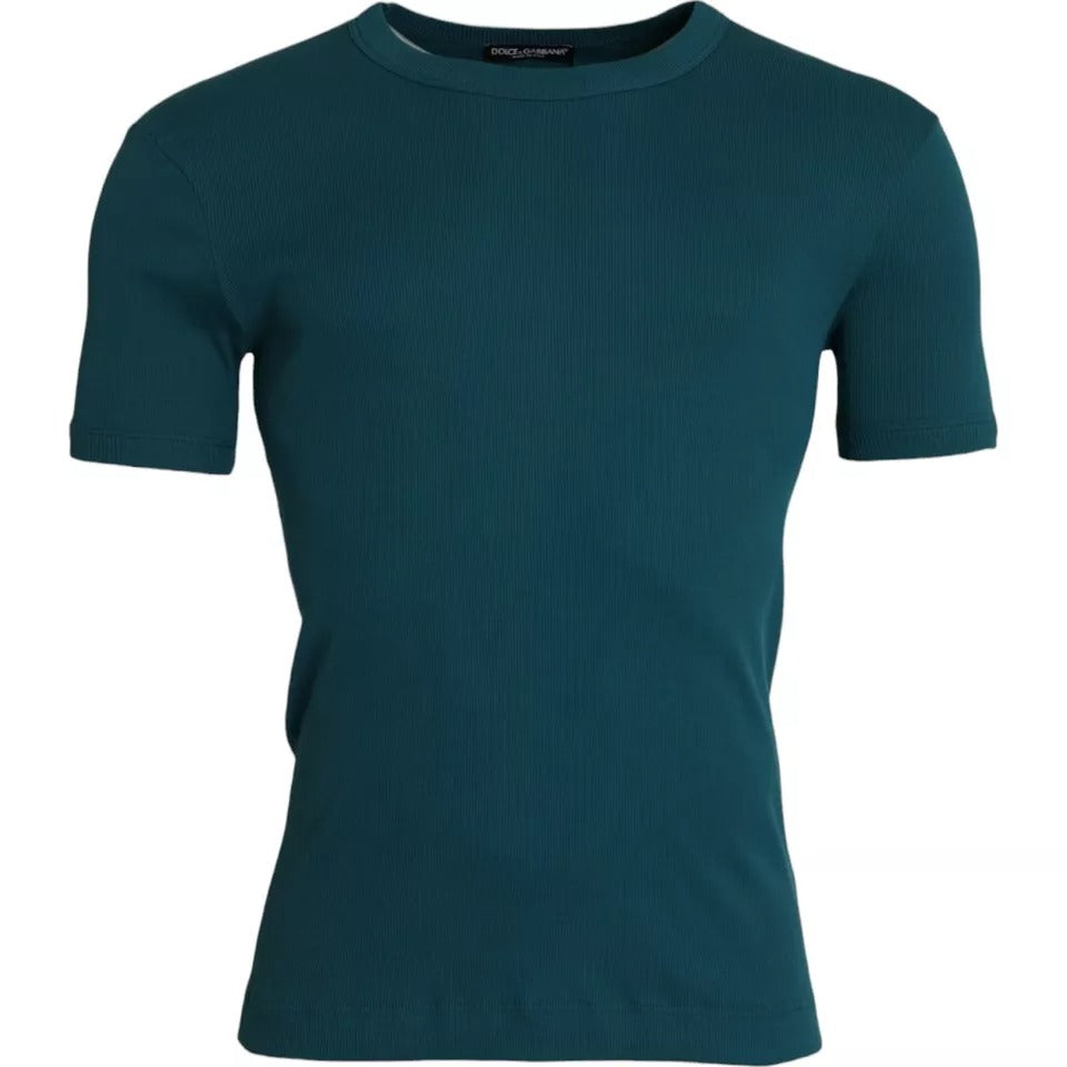Dolce & Gabbana Blue Green Cotton Round Neck Short Sleeves T-shirt -   -  Dolce & Gabbana.