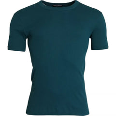 Dolce & Gabbana Blue Green Cotton Round Neck Short Sleeves T-shirt -   -  Dolce & Gabbana.