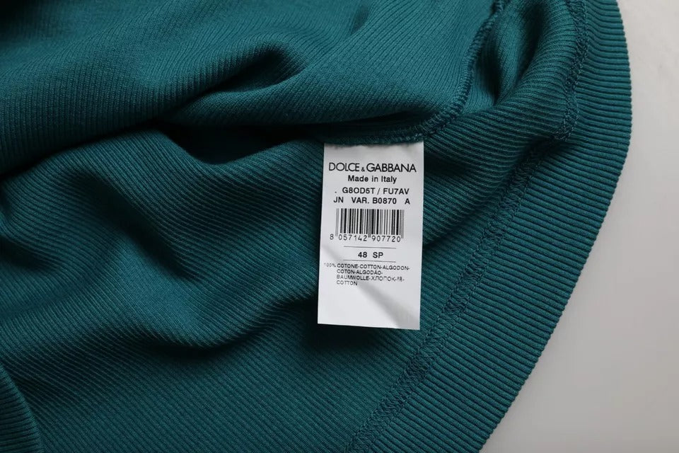 Dolce & Gabbana Blue Green Cotton Round Neck Short Sleeves T-shirt -   -  Dolce & Gabbana.