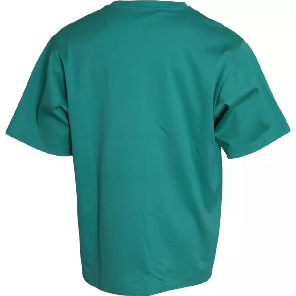 Dolce & Gabbana Green Logo Patch Round Neck Cotton  T-shirt -   -  Dolce & Gabbana.