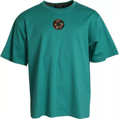 Dolce & Gabbana Green Logo Patch Round Neck Cotton  T-shirt -   -  Dolce & Gabbana.