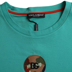 Dolce & Gabbana Green Logo Patch Round Neck Cotton  T-shirt -   -  Dolce & Gabbana.