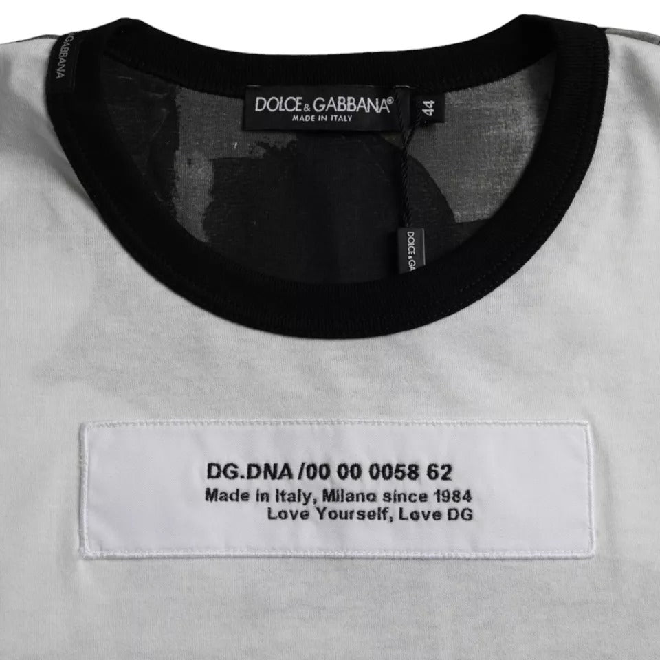 Dolce & Gabbana Black White Camouflage Round Neck T-shirt -   -  Dolce & Gabbana.