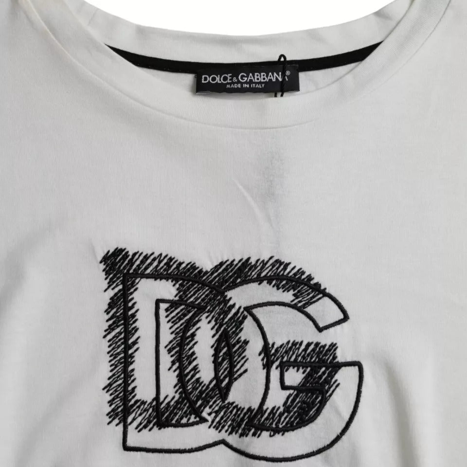 Dolce & Gabbana White Logo Round Neck Short Sleeves T-shirt -   -  Dolce & Gabbana.