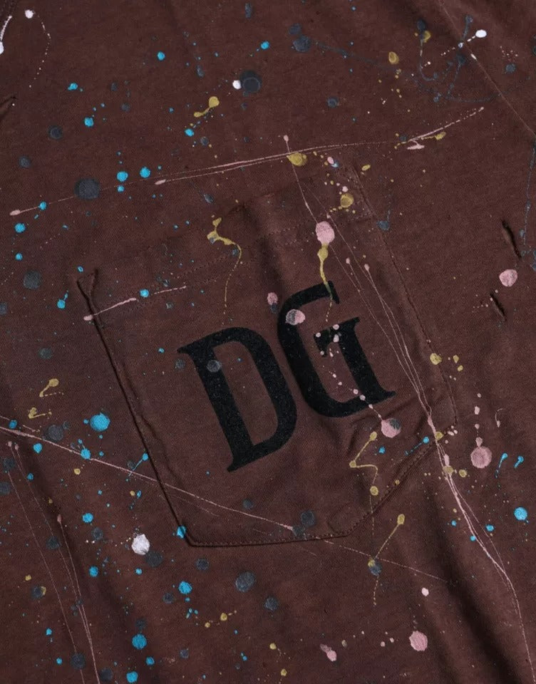Dolce & Gabbana Brown Color Splash Cotton Crew Neck T-shirt -   -  Dolce & Gabbana.