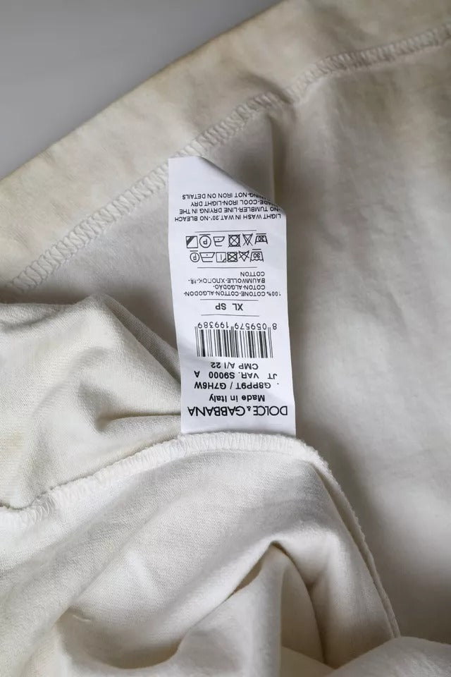 Dolce & Gabbana Off White Logo Cotton Crew Neck T-shirt -   -  Dolce & Gabbana.