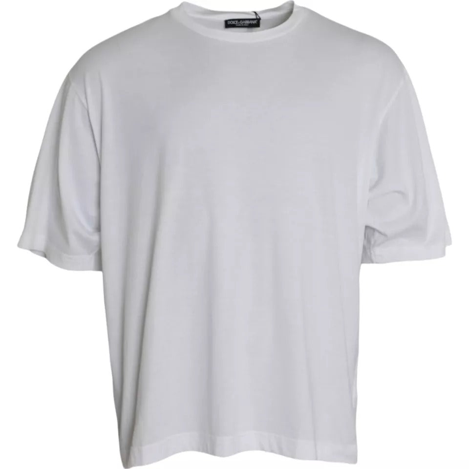 Dolce & Gabbana White Cotton Round Neck Short Sleeve T-shirt -   -  Dolce & Gabbana.