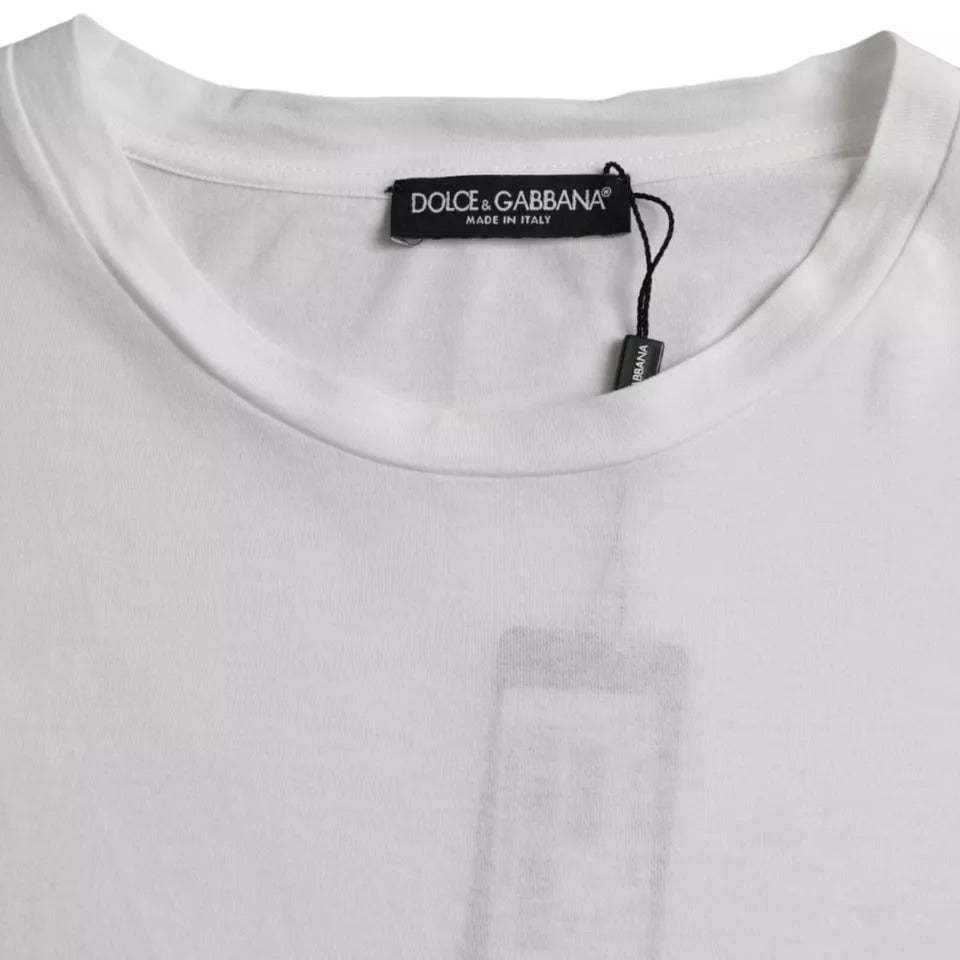 Dolce & Gabbana White Cotton Round Neck Short Sleeve T-shirt -   -  Dolce & Gabbana.