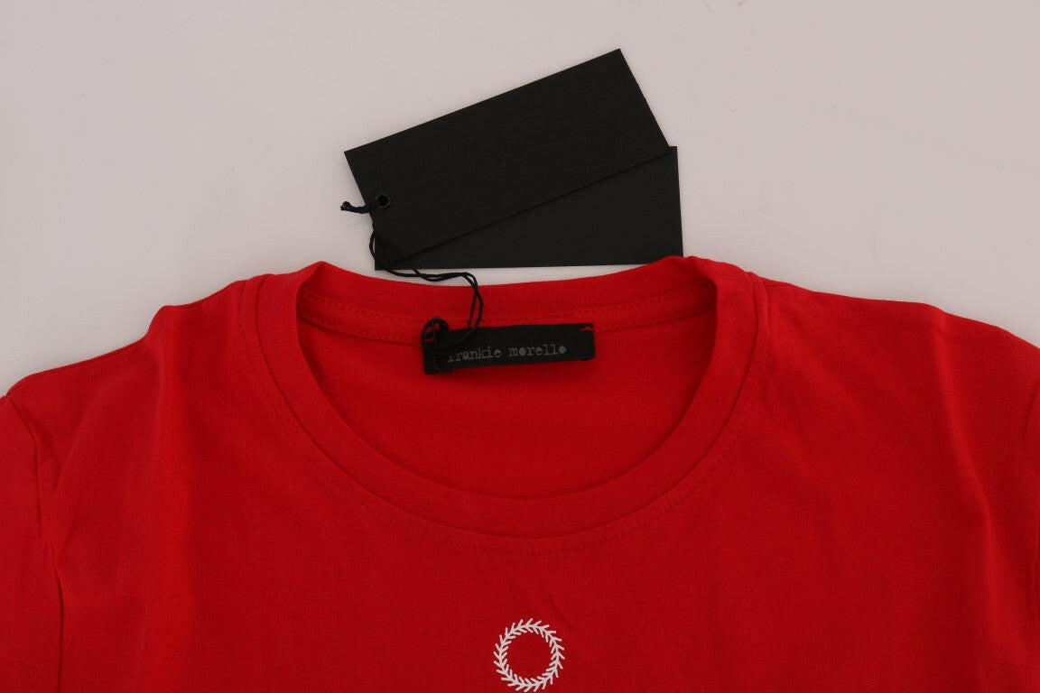 Frankie Morello Red Cotton RIDERS Crewneck T-Shirt -   -  Frankie Morello.