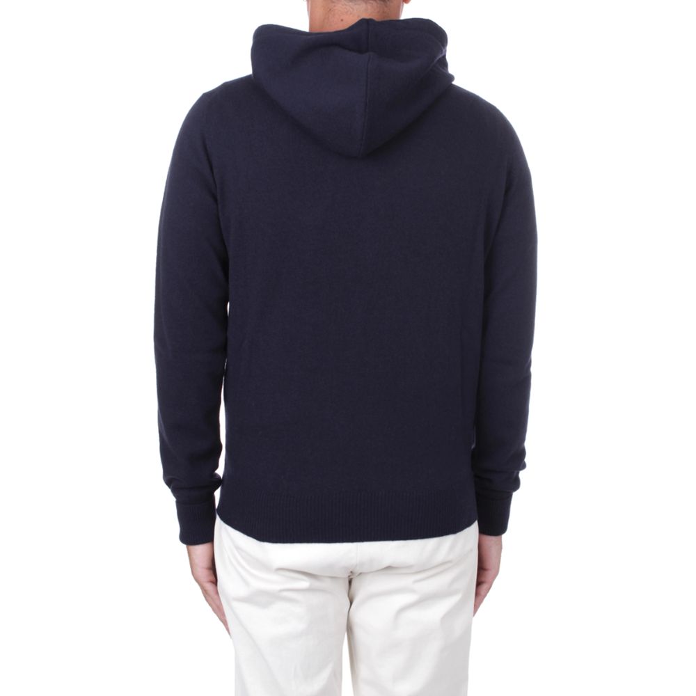Alpha Studio Blue Wool Men's Hoodie -   -  Alpha Studio.