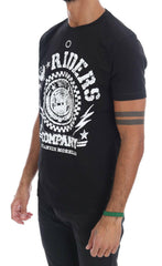 Frankie Morello Black Cotton RIDERS Crewneck T-Shirt -   -  Frankie Morello.