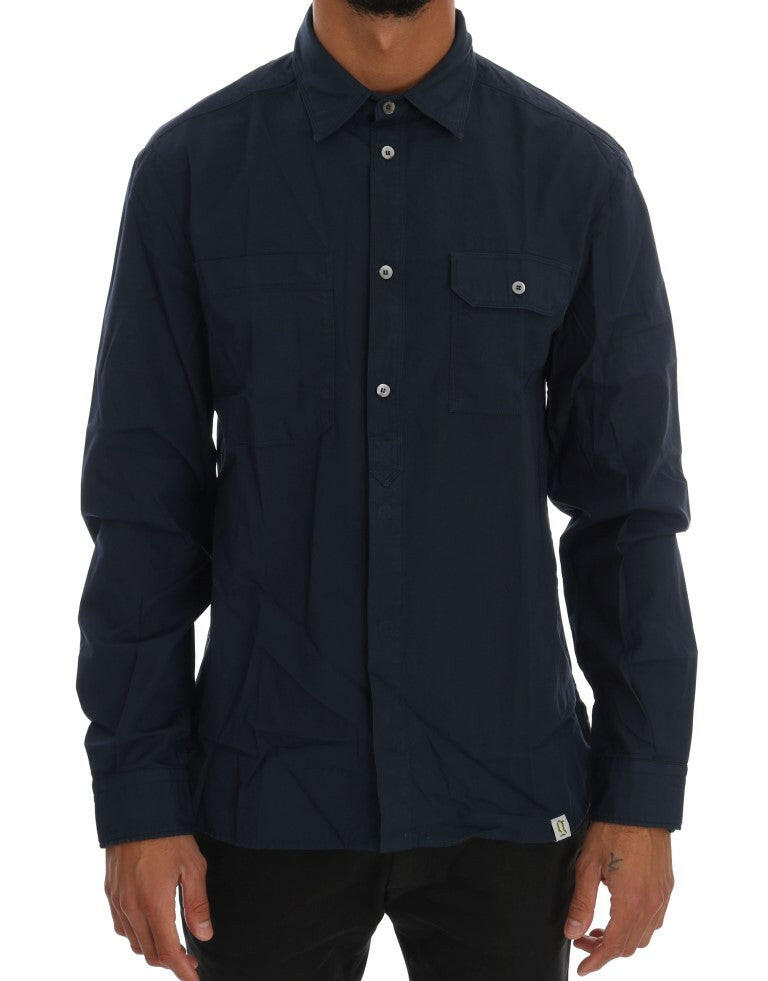 John Galliano Blue Casual Cotton Long Sleeve Shirt -   -  John Galliano.