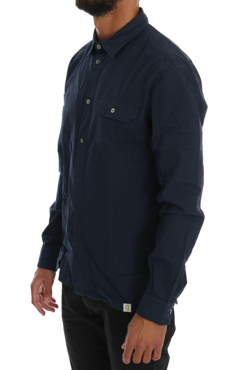 John Galliano Blue Casual Cotton Long Sleeve Shirt -   -  John Galliano.