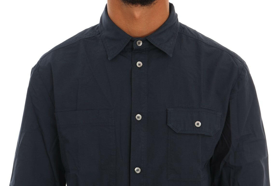 John Galliano Blue Casual Cotton Long Sleeve Shirt -   -  John Galliano.