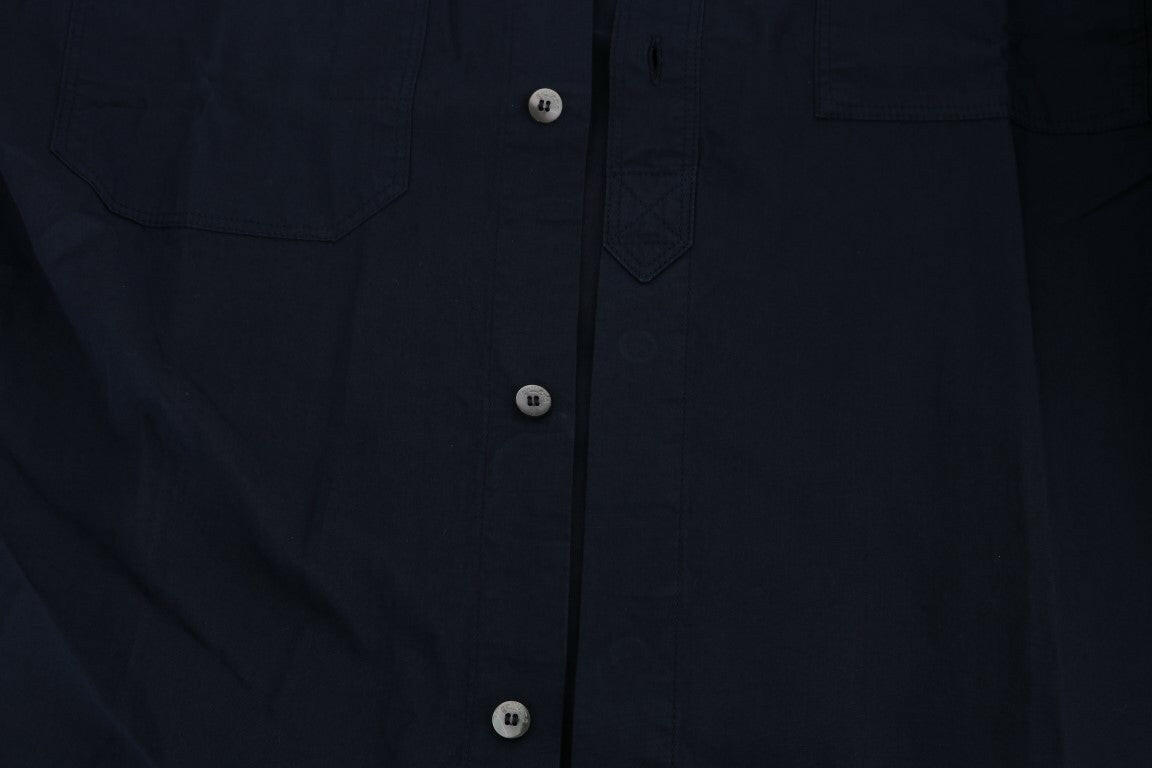 John Galliano Blue Casual Cotton Long Sleeve Shirt -   -  John Galliano.
