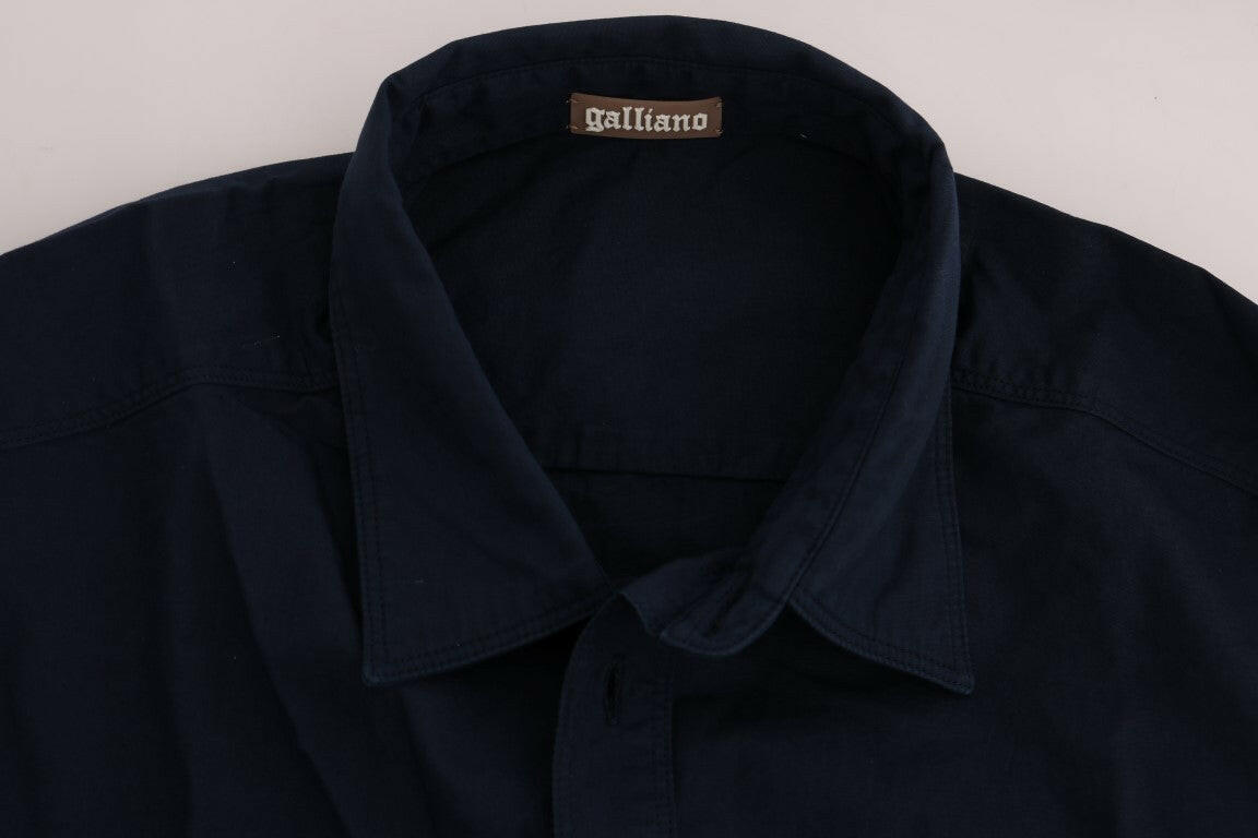 John Galliano Blue Casual Cotton Long Sleeve Shirt -   -  John Galliano.