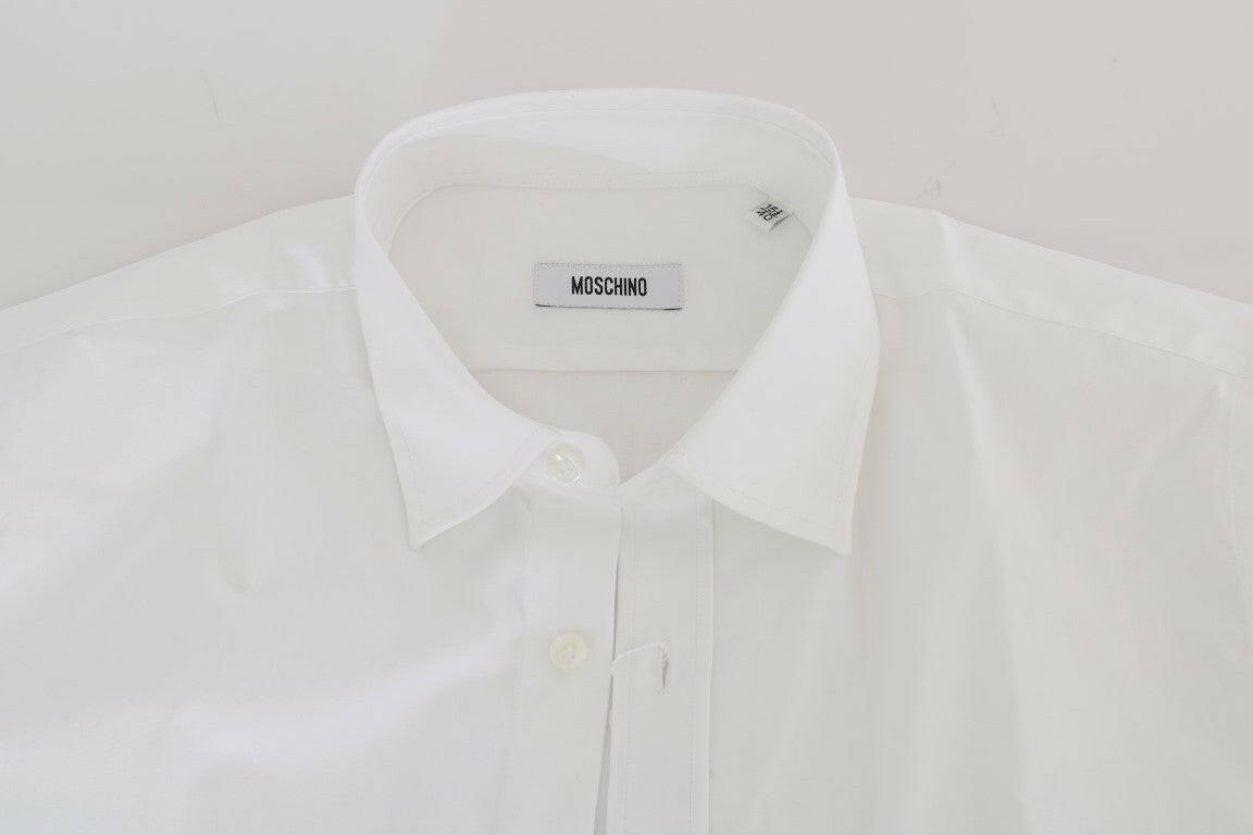 Moschino White Cotton Stretch Slim Fit Dress Shirt -   -  Moschino.