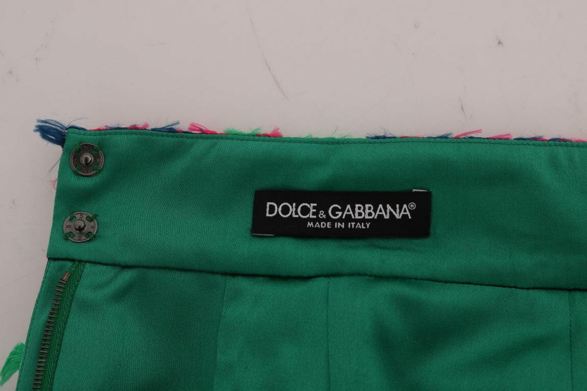 Dolce & Gabbana Pink Green Jacquard Pencil Skirt -   -  Dolce & Gabbana.