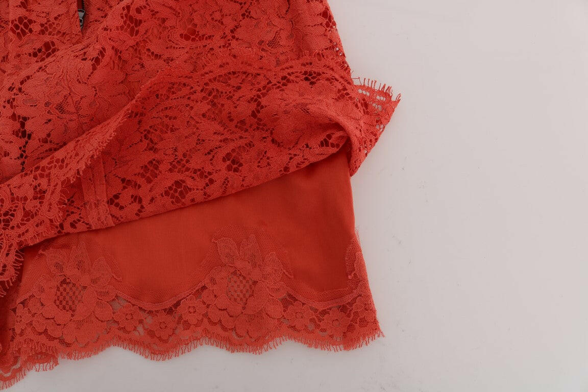 Dolce & Gabbana Orange Macramé Lace Pencil Skirt -   -  Dolce & Gabbana.