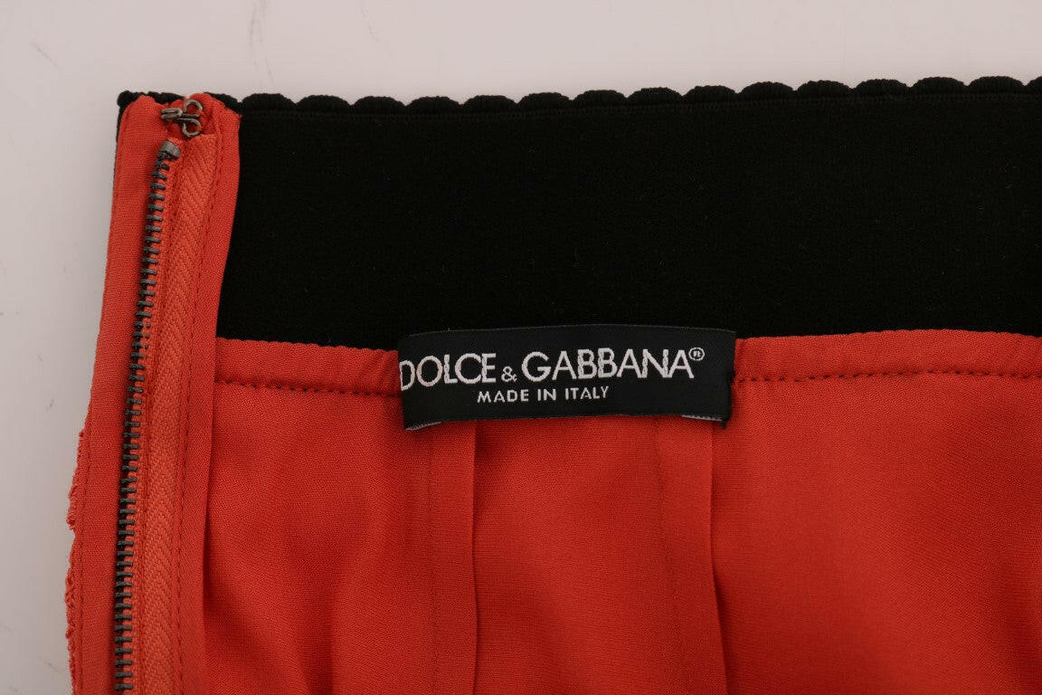 Dolce & Gabbana Orange Macramé Lace Pencil Skirt -   -  Dolce & Gabbana.