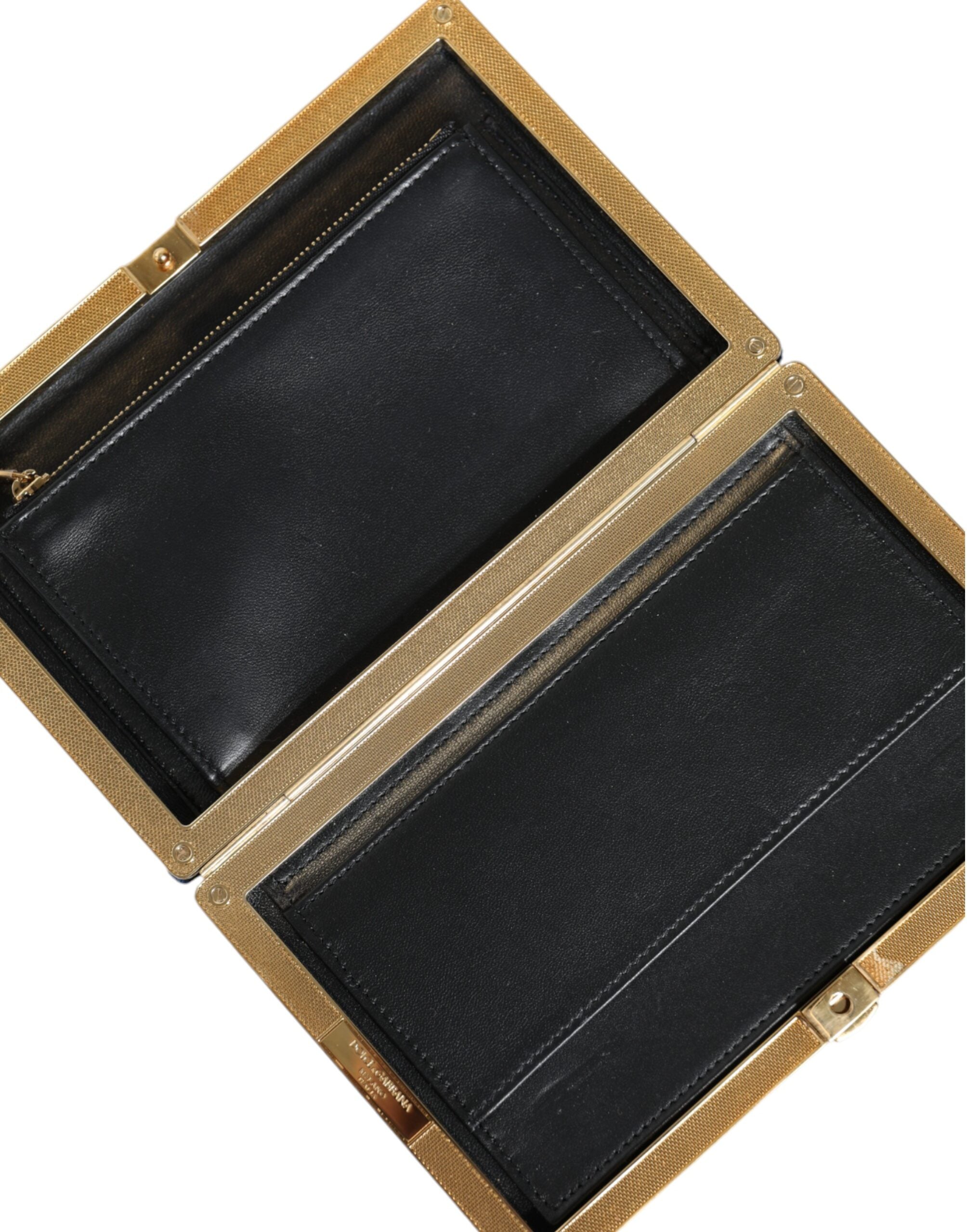 Dolce & Gabbana Blue Velvet Gold Frame Clutch Evening Party Purse Bag -  Luxury Clutch Bag for Women -  Dolce & Gabbana.
