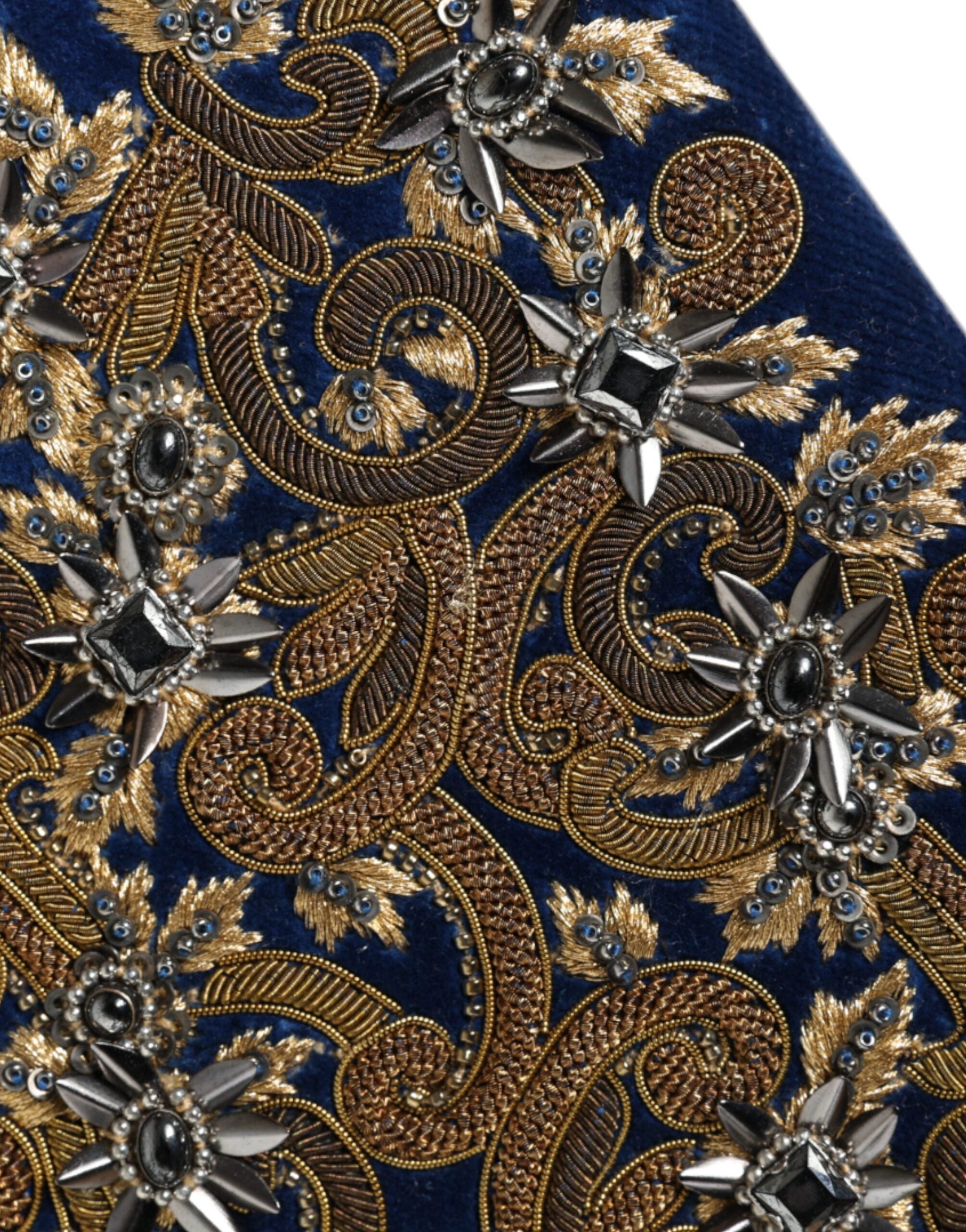 Dolce & Gabbana Blue Velvet Gold Frame Clutch Evening Party Purse Bag -  Luxury Clutch Bag for Women -  Dolce & Gabbana.