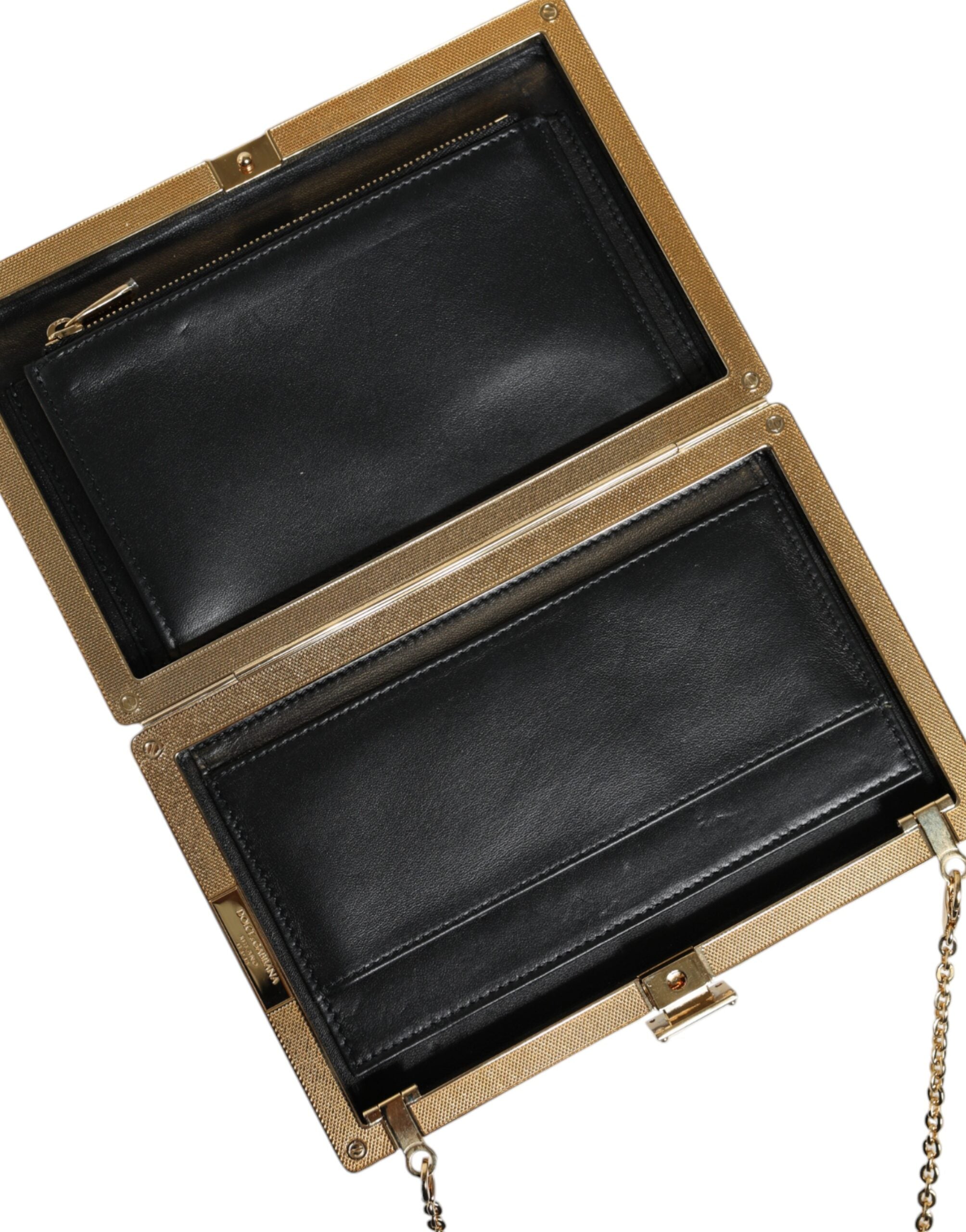 Dolce & Gabbana Brown Leather Gold Frame Clutch Mini Crossbody Bag -   -  Dolce & Gabbana.