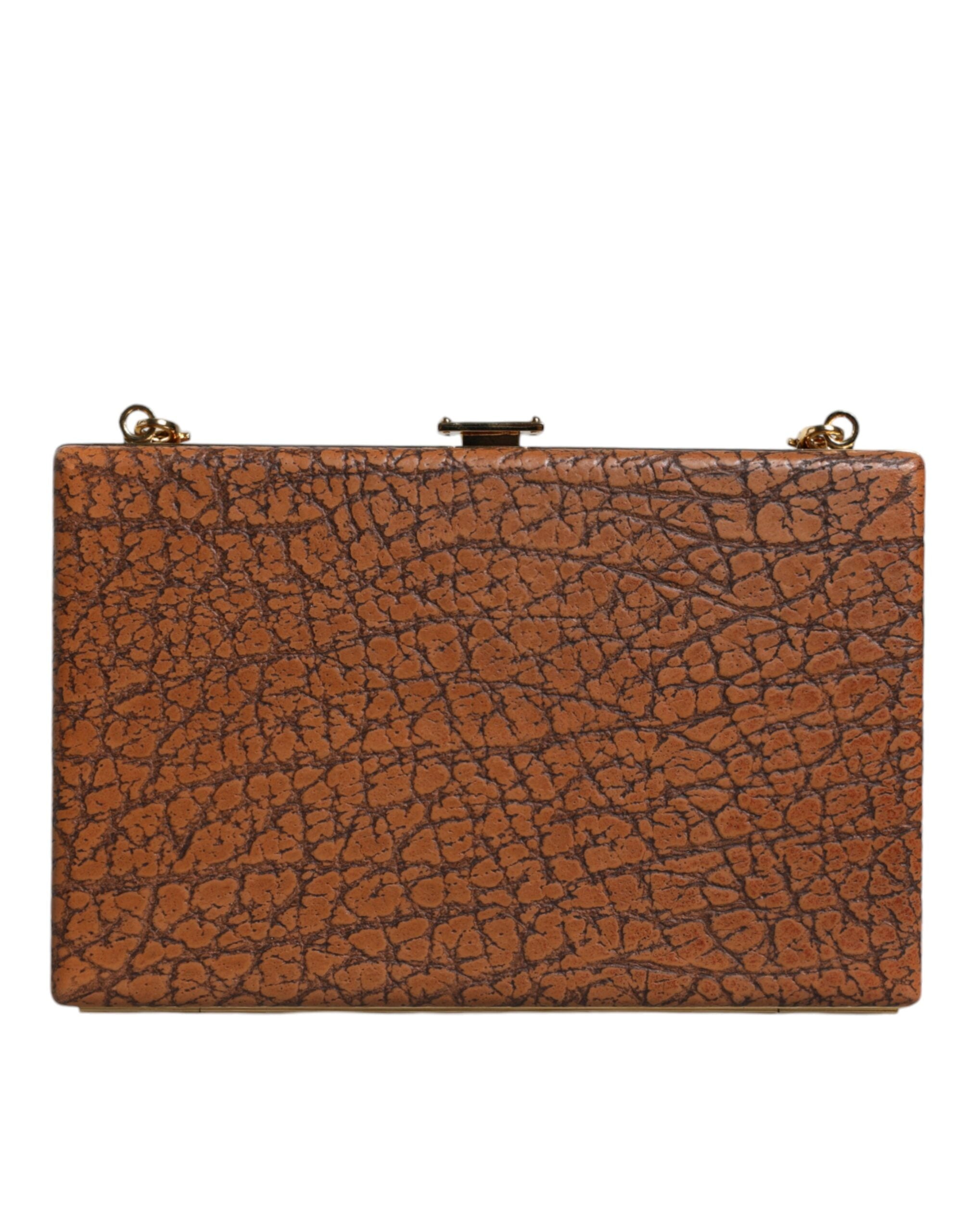 Dolce & Gabbana Brown Leather Gold Frame Clutch Mini Crossbody Bag -   -  Dolce & Gabbana.