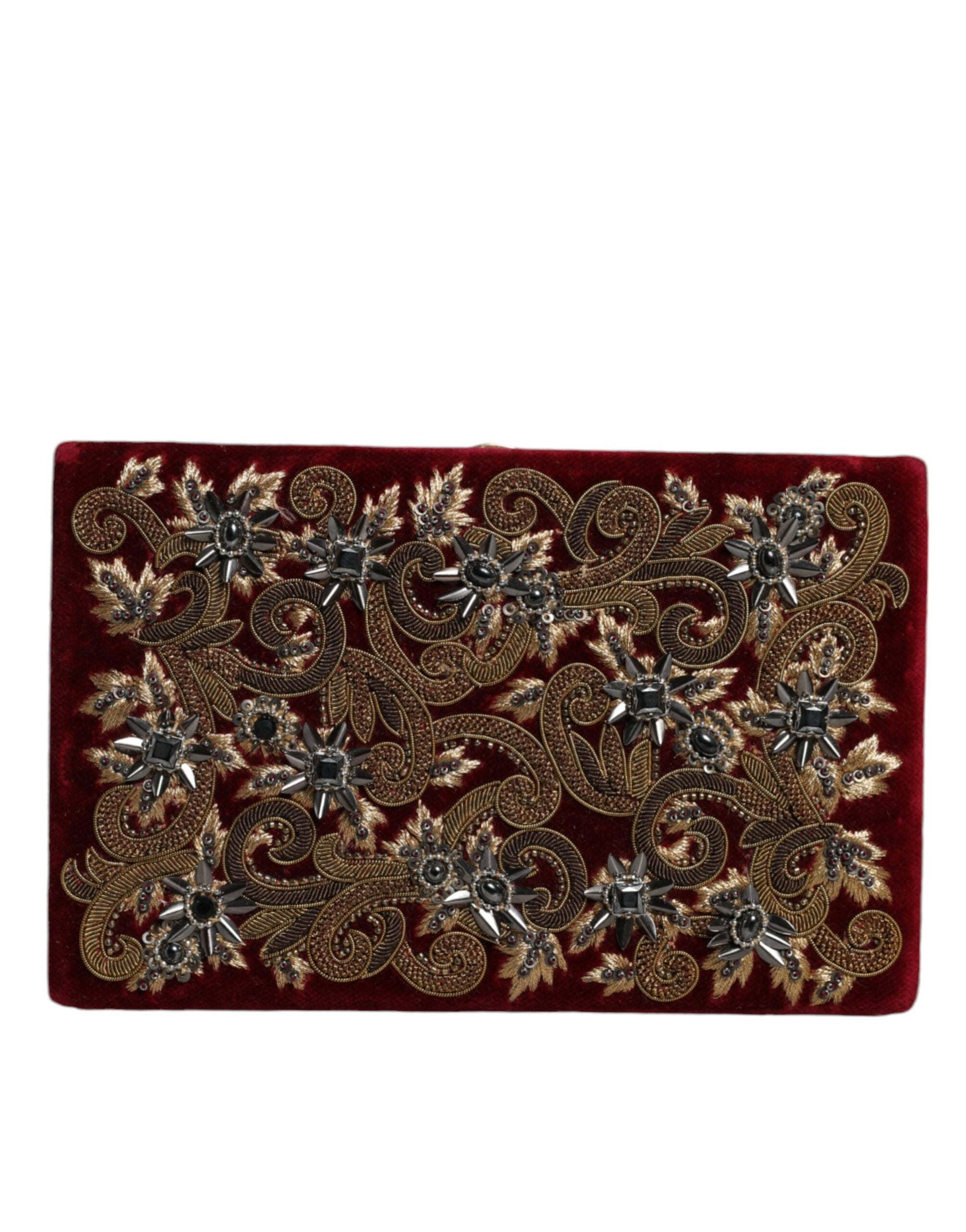Dolce & Gabbana Red Velvet Gold Frame Clutch Evening Party Purse Bag -  Luxury Clutch Bag for Women -  Dolce & Gabbana.