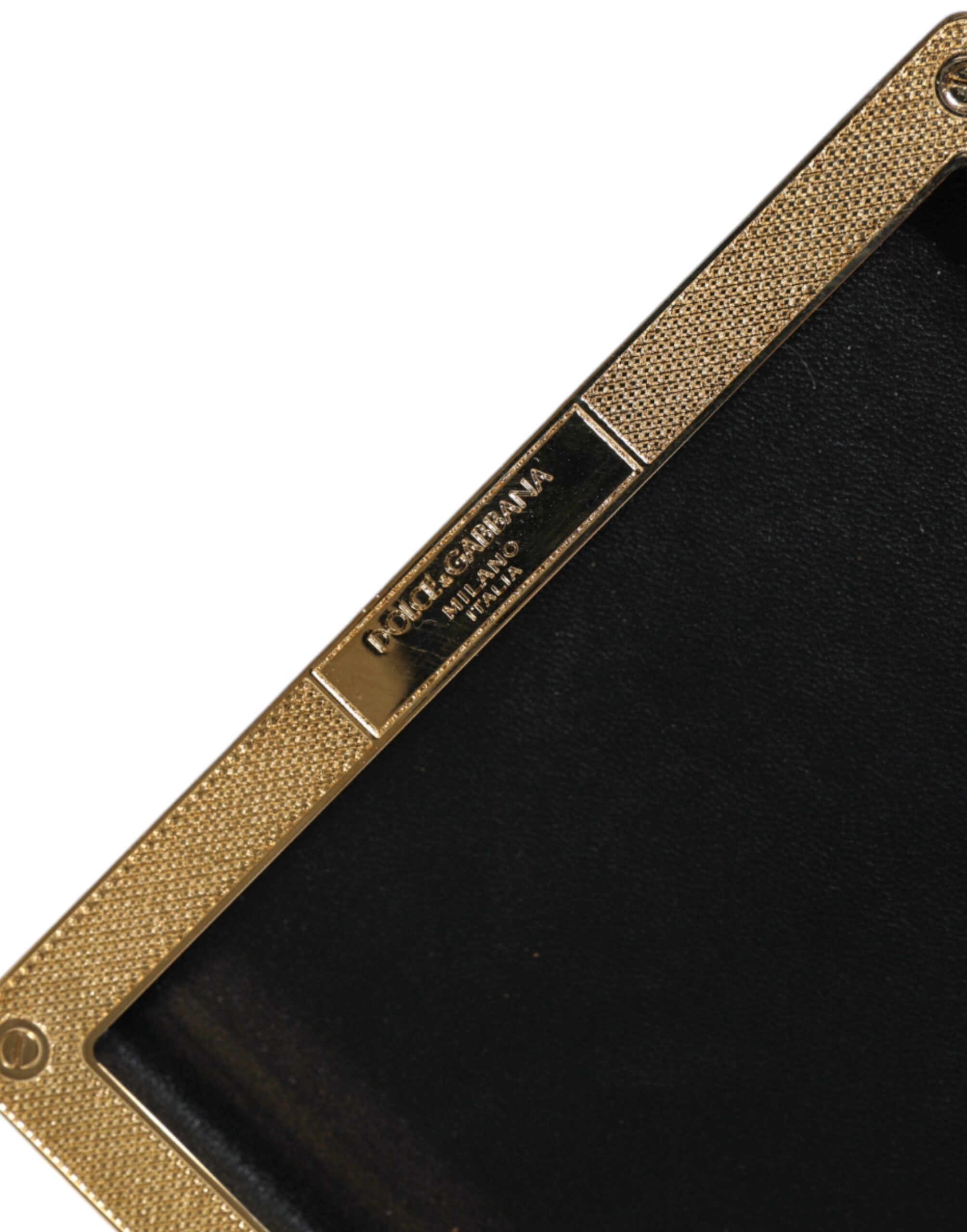 Dolce & Gabbana Black Leather Studs Gold Frame Clutch Evening Purse Bag -  Luxury Clutch Bag for Women -  Dolce & Gabbana.