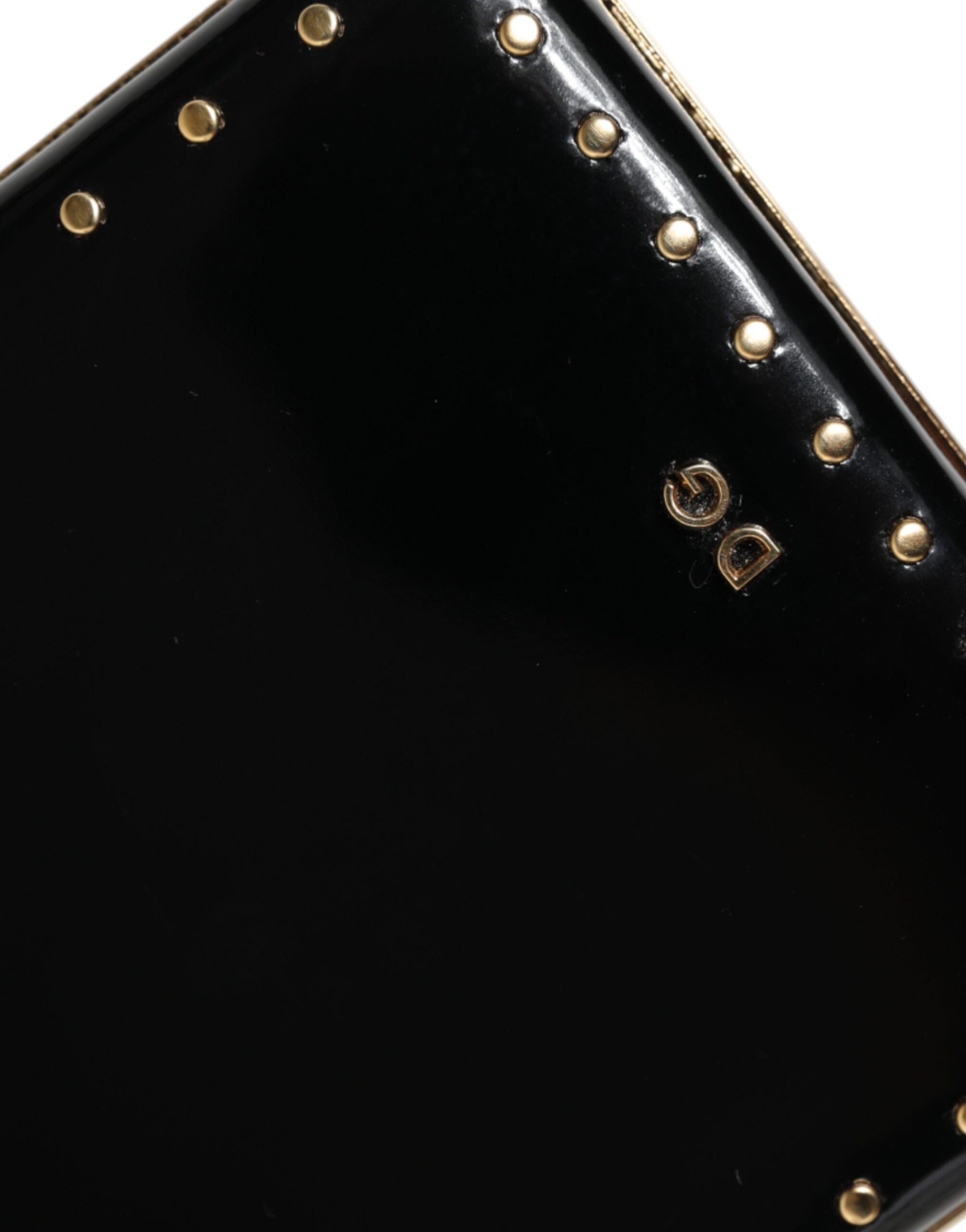 Dolce & Gabbana Black Leather Studs Gold Frame Clutch Evening Purse Bag -  Luxury Clutch Bag for Women -  Dolce & Gabbana.