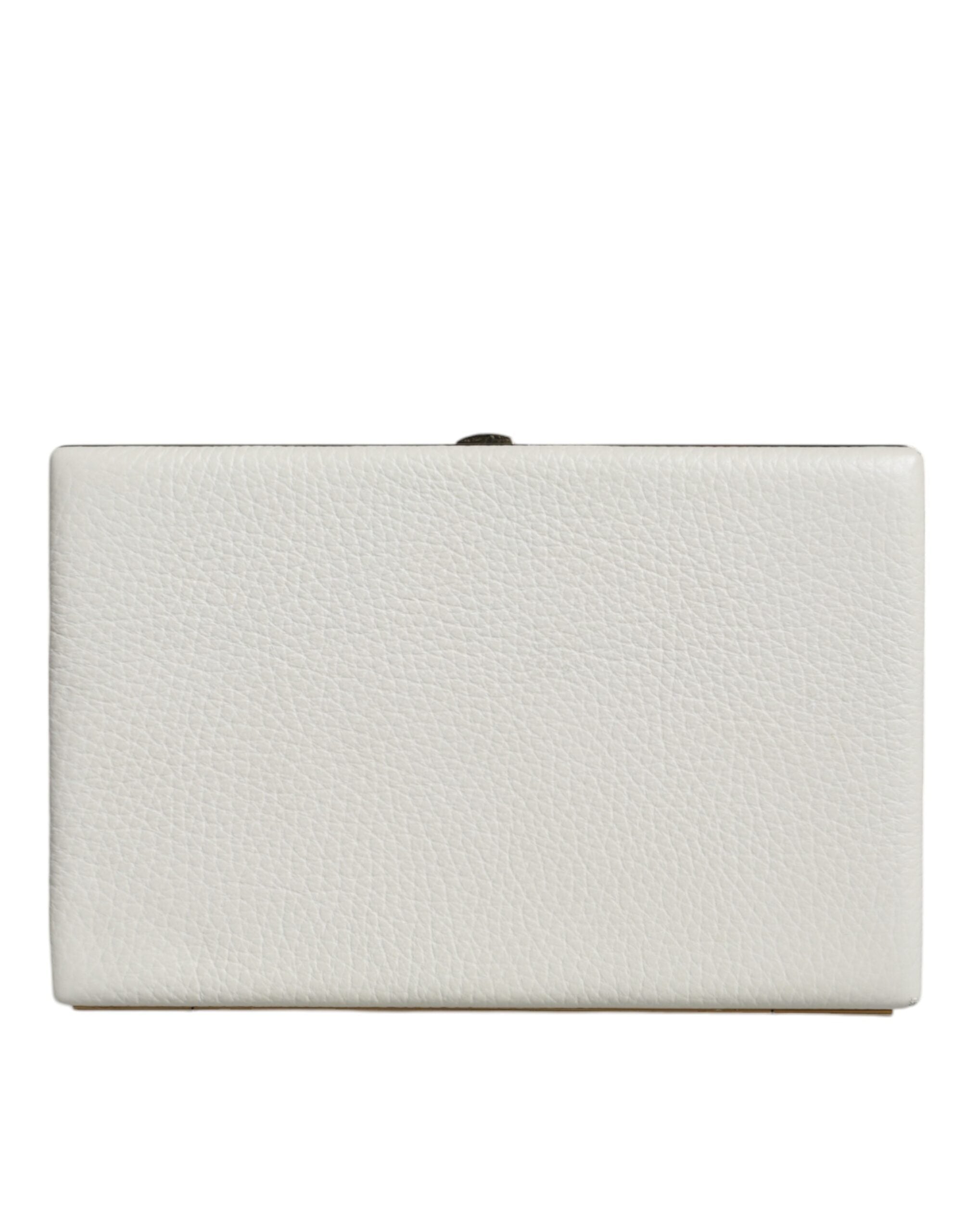 Dolce & Gabbana White Leather Gold Frame Clutch Evening Party Purse Bag -  Luxury Clutch Bag for Women -  Dolce & Gabbana.