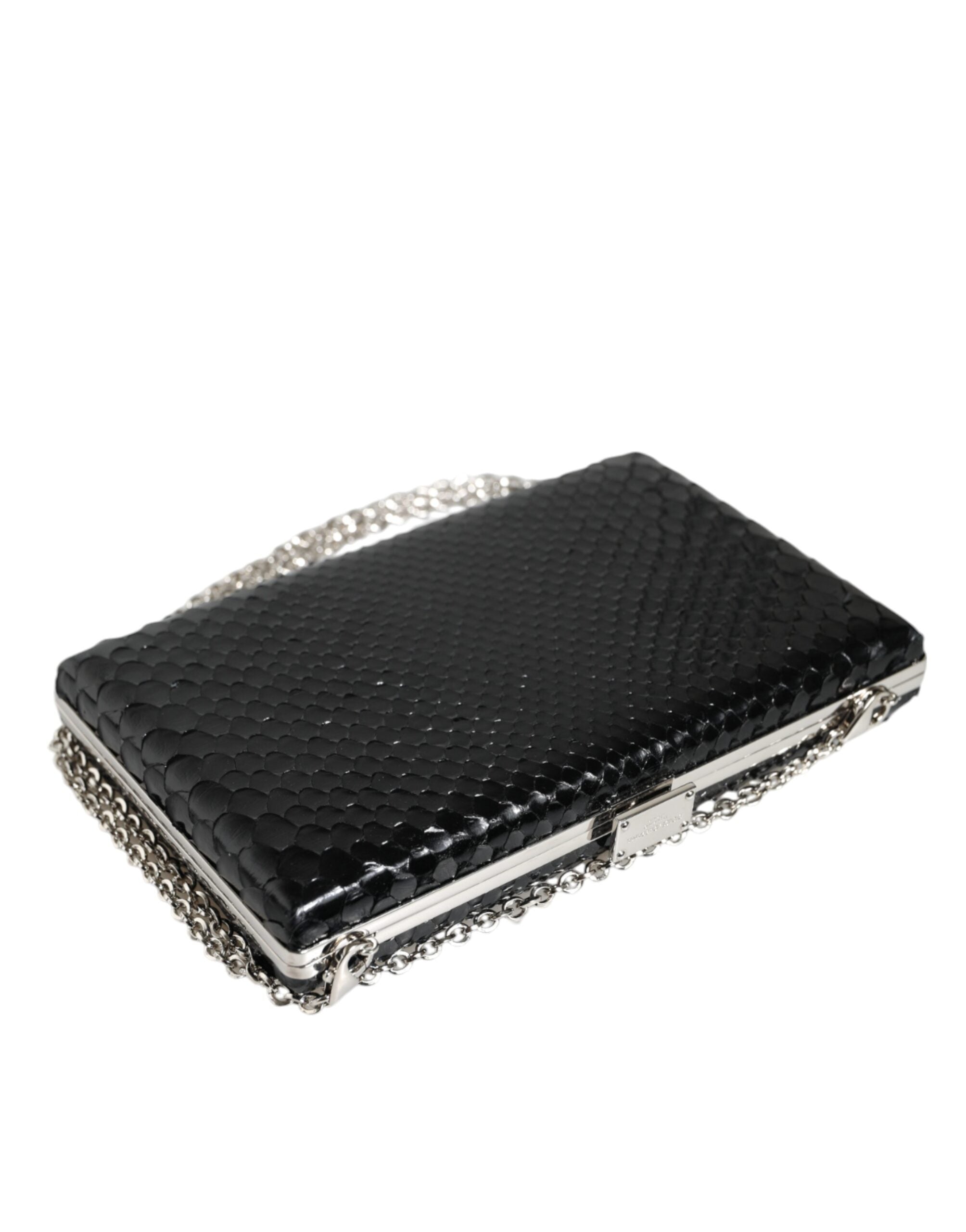 Dolce & Gabbana Black Leather Silver Frame Clutch Mini Crossbody Bag -   -  Dolce & Gabbana.