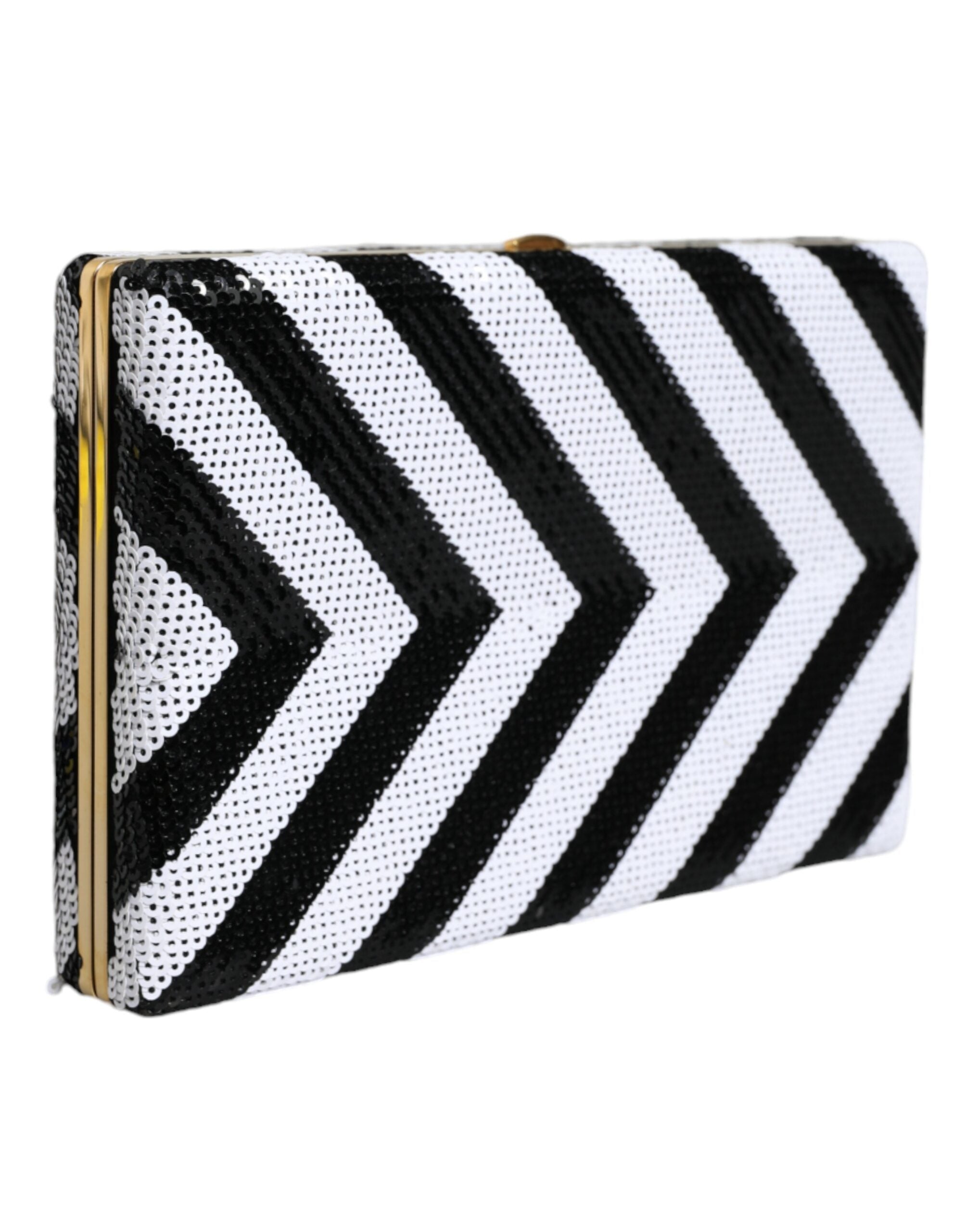 Dolce & Gabbana Black White Gold Frame Clutch Evening Party Purse Bag -  Luxury Clutch Bag for Women -  Dolce & Gabbana.