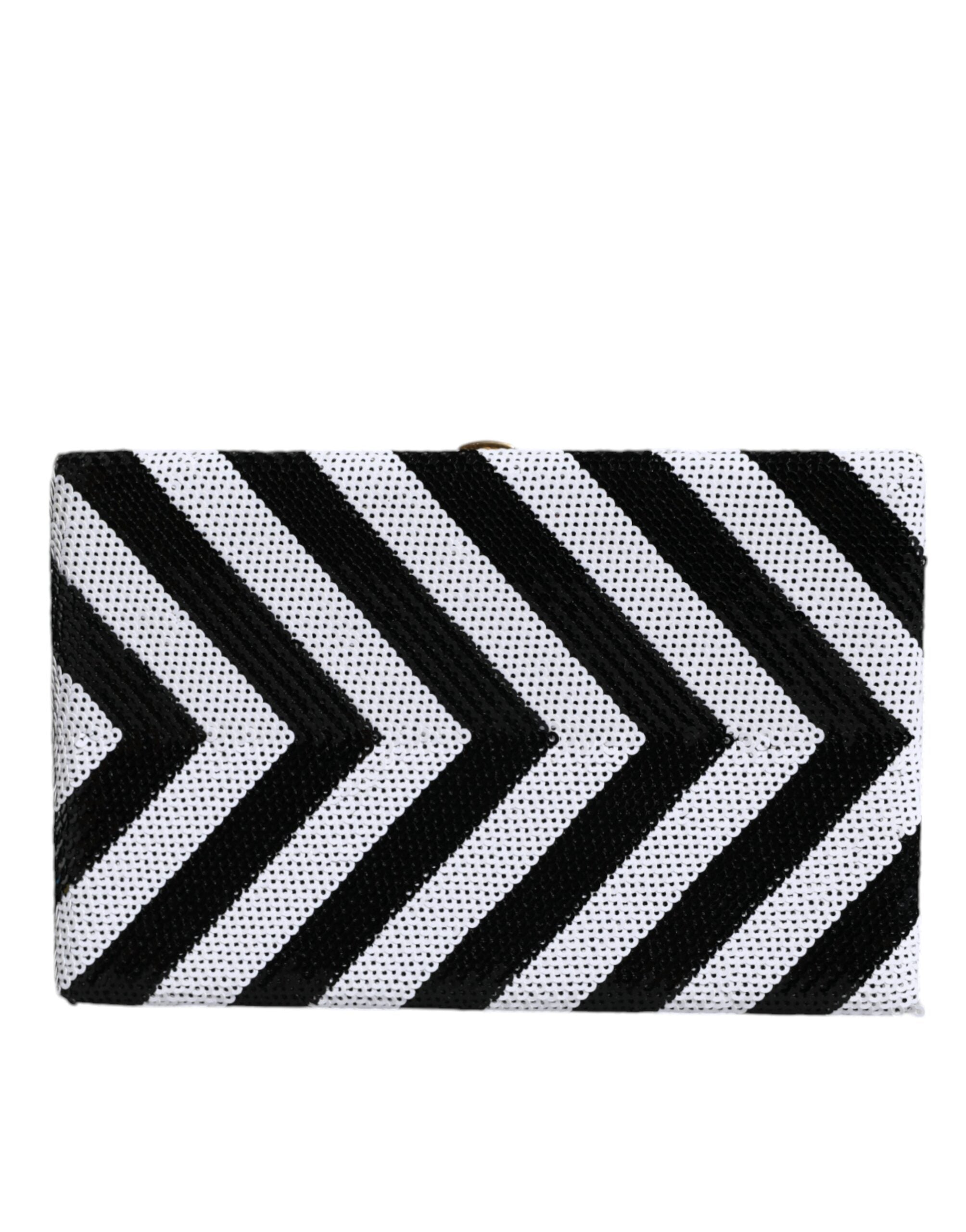 Dolce & Gabbana Black White Gold Frame Clutch Evening Party Purse Bag -  Luxury Clutch Bag for Women -  Dolce & Gabbana.