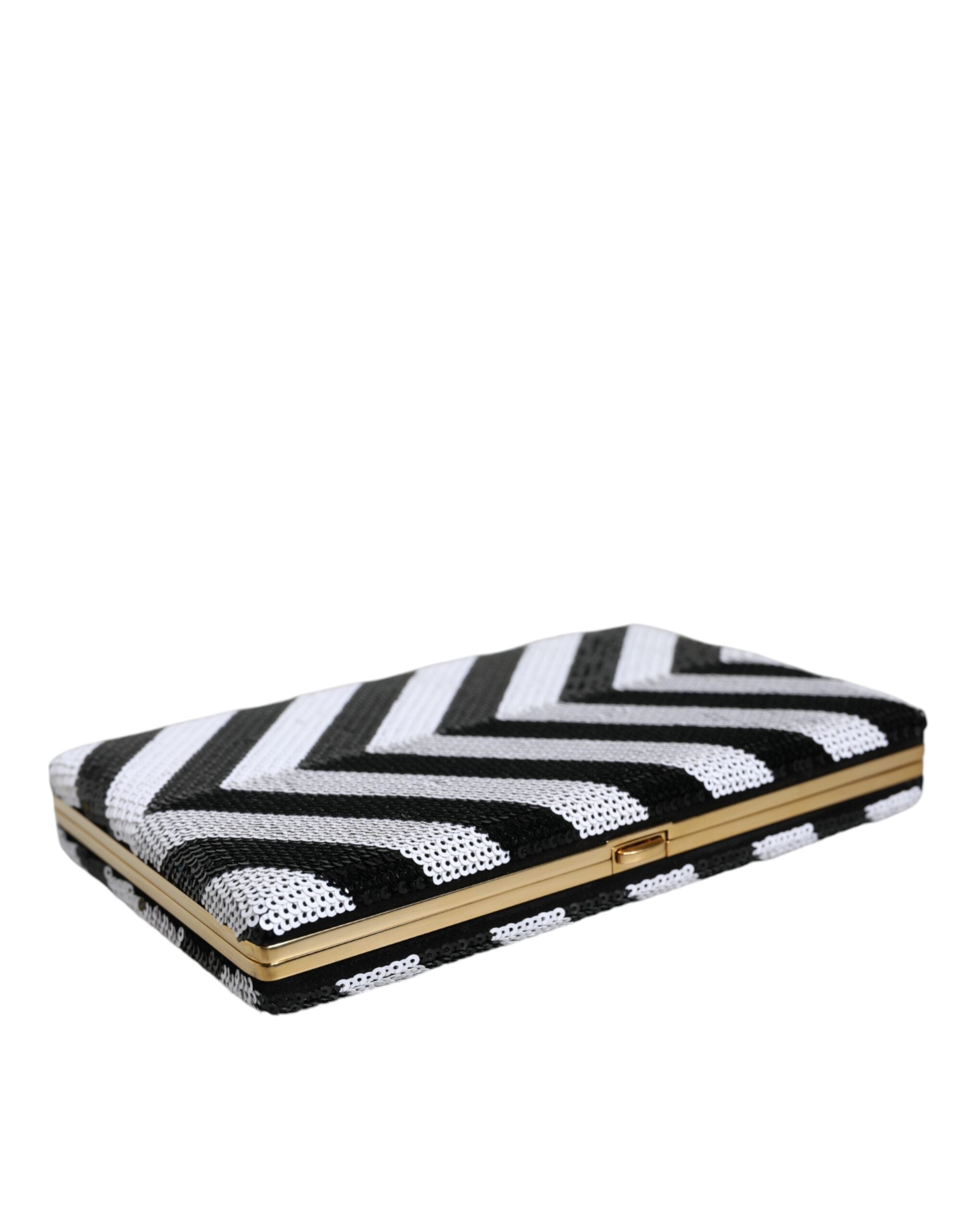 Dolce & Gabbana Black White Gold Frame Clutch Evening Party Purse Bag -  Luxury Clutch Bag for Women -  Dolce & Gabbana.