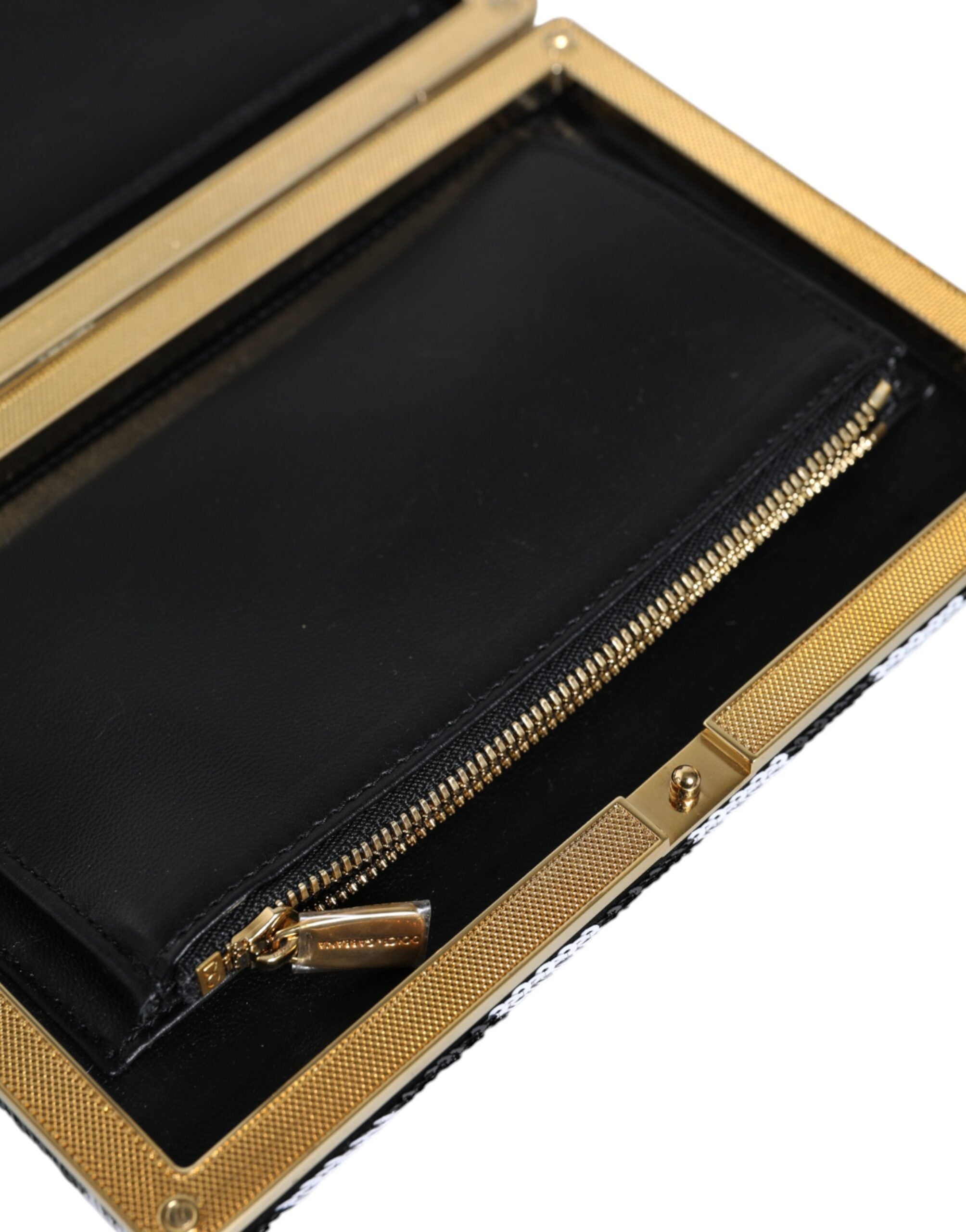 Dolce & Gabbana Black White Gold Frame Clutch Evening Party Purse Bag -  Luxury Clutch Bag for Women -  Dolce & Gabbana.