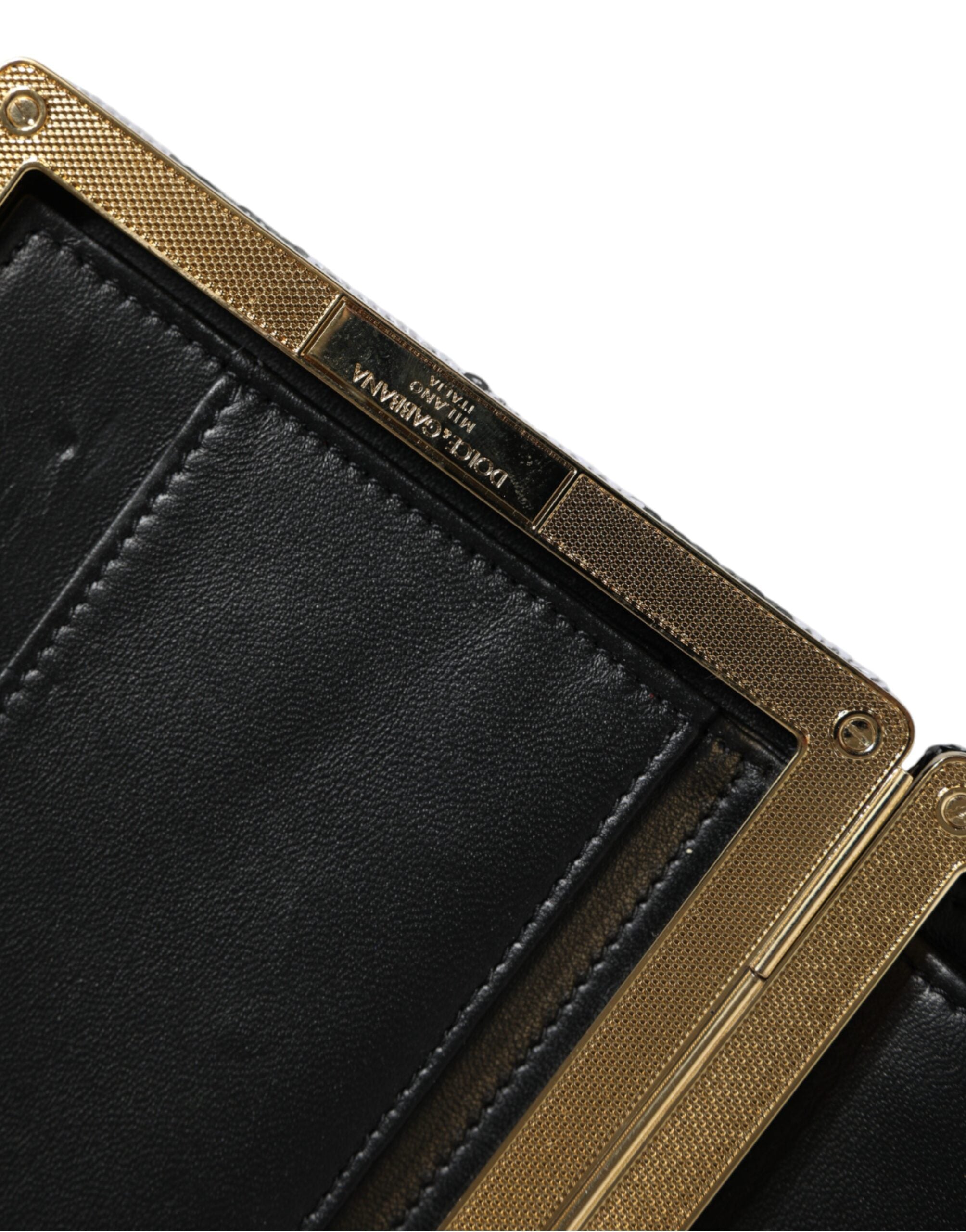 Dolce & Gabbana Black White Gold Frame Clutch Evening Party Purse Bag -  Luxury Clutch Bag for Women -  Dolce & Gabbana.