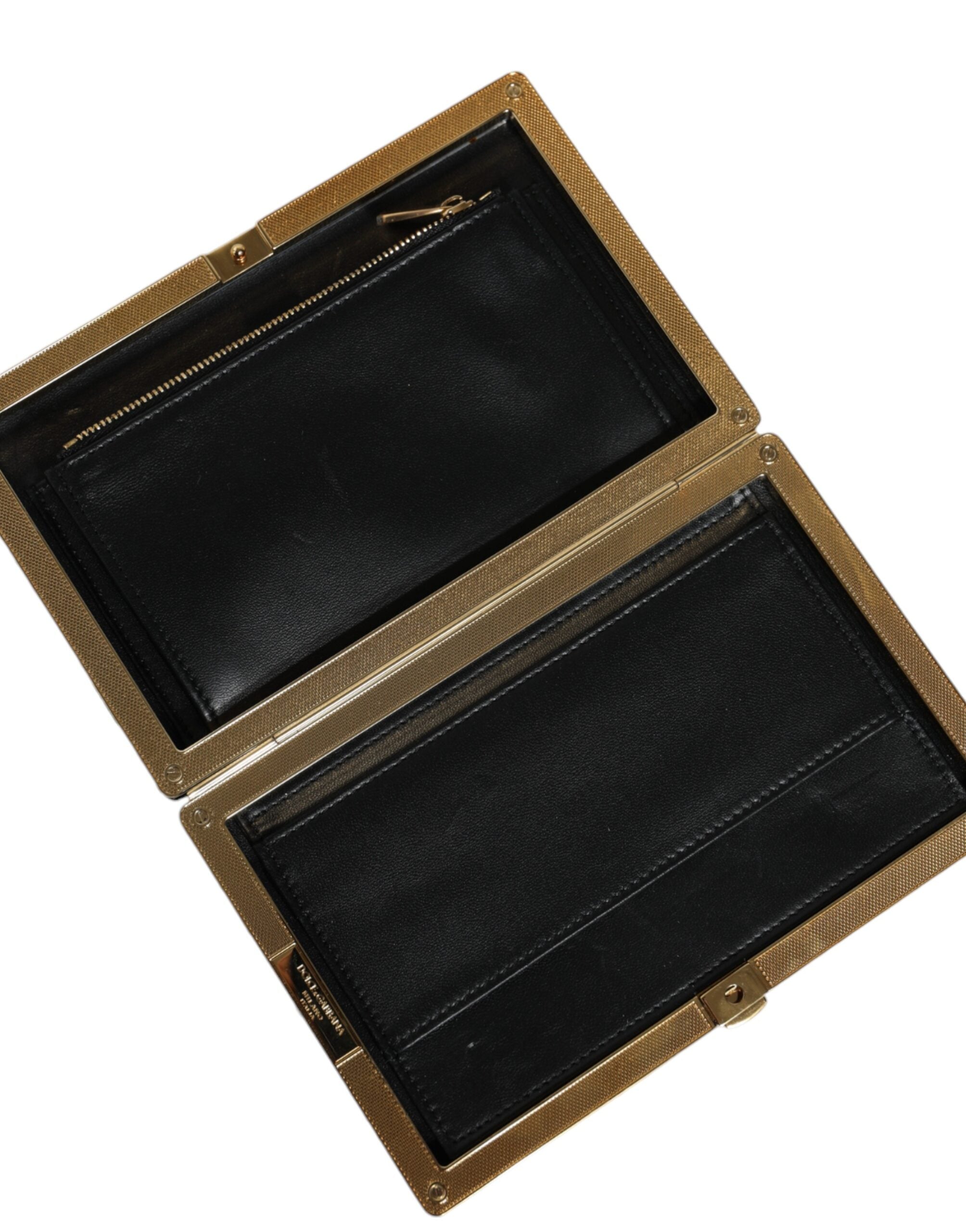Dolce & Gabbana Black White Gold Frame Clutch Evening Party Purse Bag -  Luxury Clutch Bag for Women -  Dolce & Gabbana.