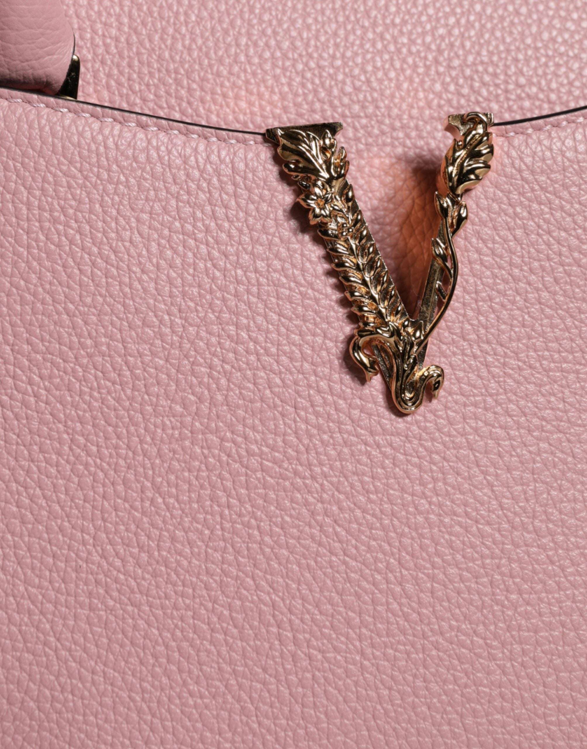 Versace Pink Small Top Handle Grainy Calf Leather Crossbody Bag -  Luxury Cross Body Bag for Women -  Versace.